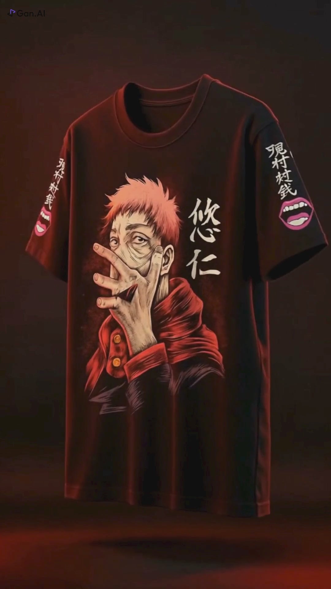 Yuji Itadori Anime Printed T-Shirt for Kids (100% Polyester | Black | Regular Fit)